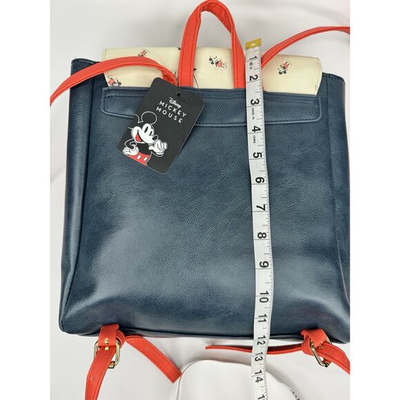 Disney Mickey‎ Mouse Bioworld Navy Red Faux Leather Backpack NWT Vintage Print